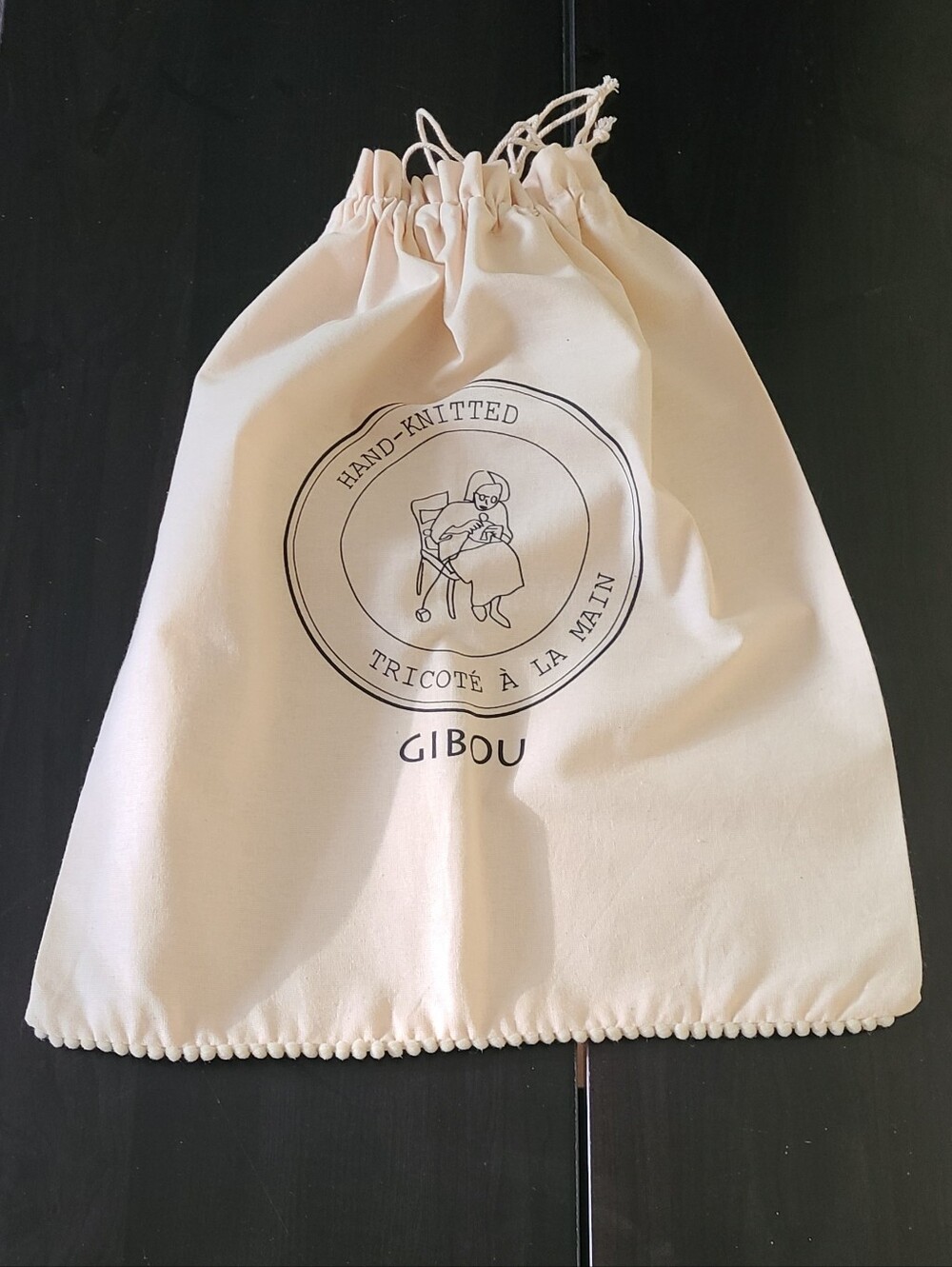 Gibou Cream Drawstring Bag